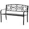 Gardenised Steel Outdoor Patio Garden Park Seating Bench with Cast Iron Scrollwork Backrest, Front Porch Yard Bench Lawn Decor QI003772 - alternate 1